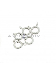 Spring links ø 8 mm. 5pcs white gold plated 925 silver