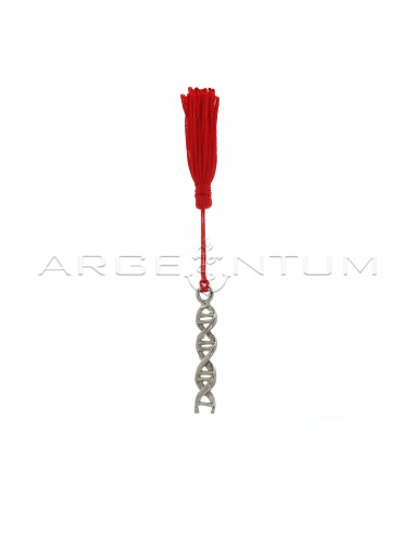DNA metal pendant with red tassel