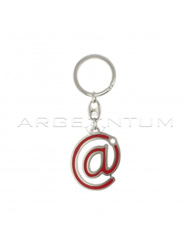 Red enameled snail metal keychain...