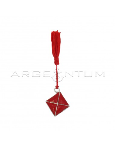 Metal pendant with engraved and red...