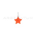 Star pendant coupled with fluorescent orange enamel in 925 silver