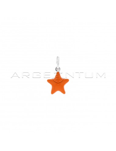 Orange enameled paired star pendant...
