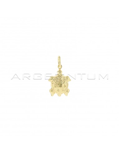 Yellow gold plated turtle pendant in...