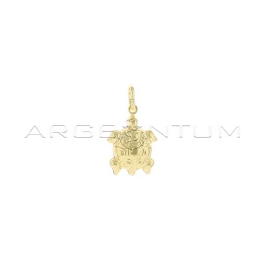 Yellow gold plated turtle pendant in 925 white silver