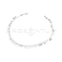 Giotto knitted anklet with white gold plated pendant hearts in 925 silver
