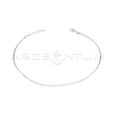 Cavigliera spiga piatta placcata oro bianco in argento 925