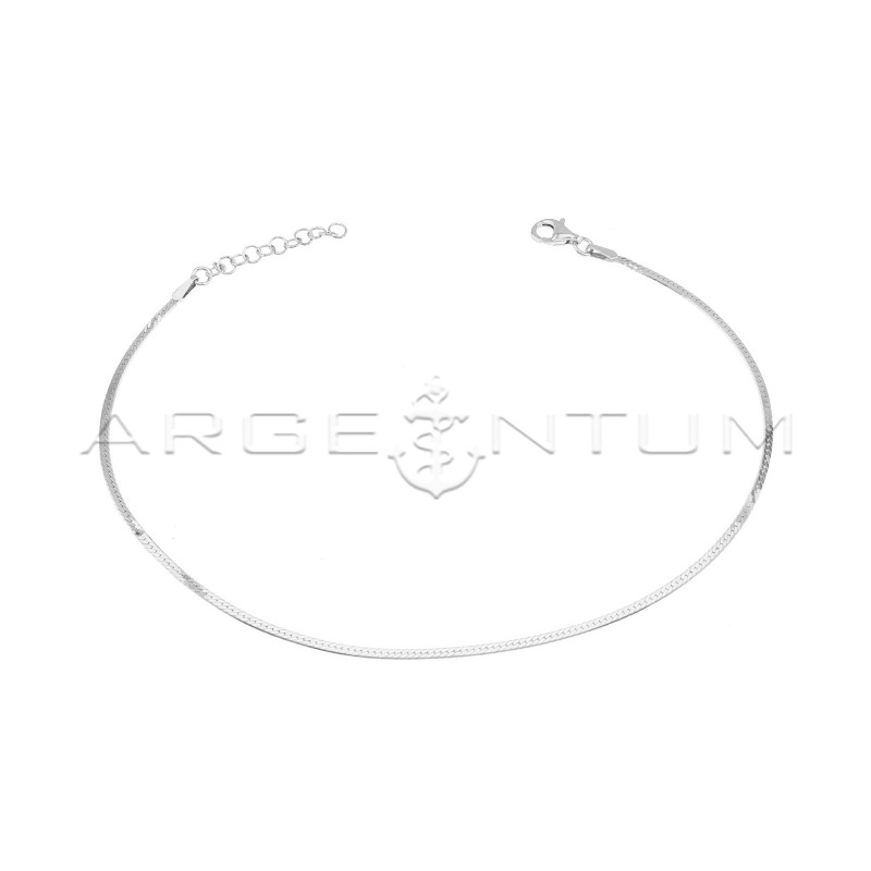 Cavigliera spiga piatta placcata oro bianco in argento 925