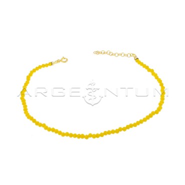 Yellow gold plated yellow faceted zirconia anklet in 925 silver