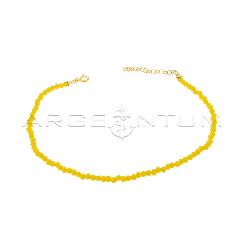 Cavigliera di zirconi faccettata gialla placcata oro giallo in argento 925