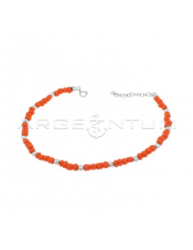 Anklet with orange resin tubes and...