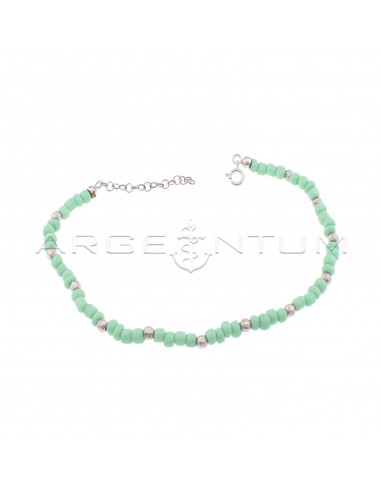 Anklet with green resin tubes and...