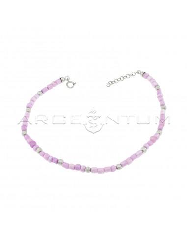 Anklet with lilac resin tubes and...