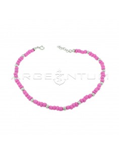 Anklet with fuchsia resin...