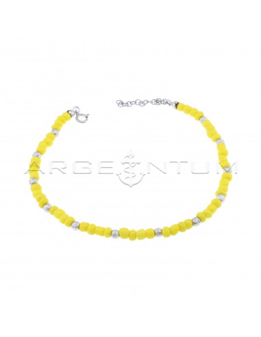 Anklet with yellow resin tubes and...