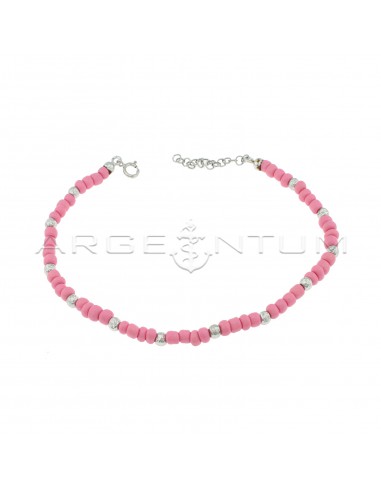 Anklet with pink resin tubes and...