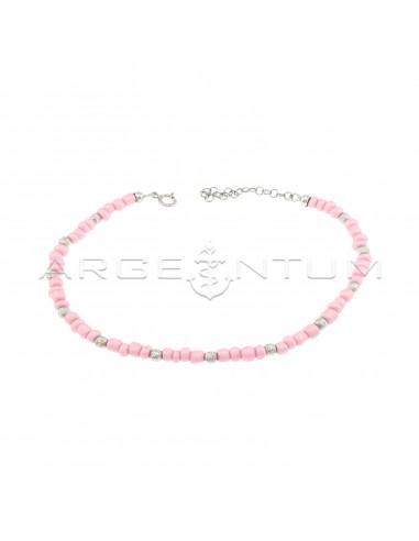 Anklet with light pink resin tubes...