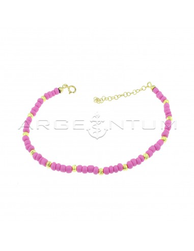 Anklet with fuchsia resin tubes and...