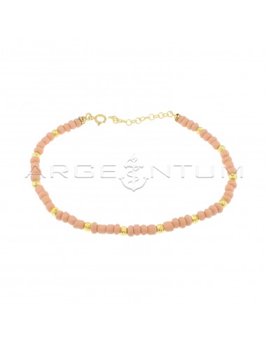 Anklet with powder pink resin tubes...