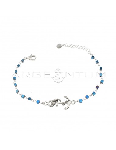 Link bracelet with blue galvanized...