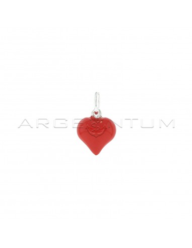 White gold plated coral red enameled...