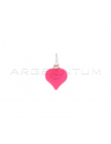 Pink fluo enamel paired heart pendant...