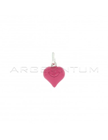 Fuchsia enameled paired heart pendant...