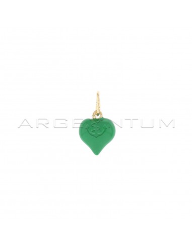 Forest green enameled paired heart...
