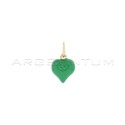 Forest green enameled paired heart pendant yellow gold plated in 925 silver