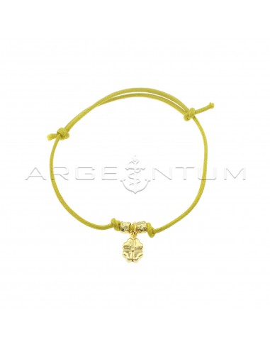 Yellow cord bracelet with slip knots,...