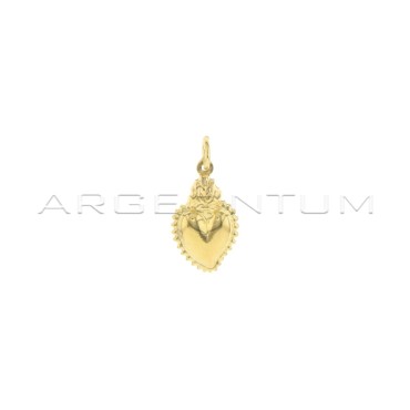 Sacred heart pendant paired and engraved yellow gold plated in 925 silver