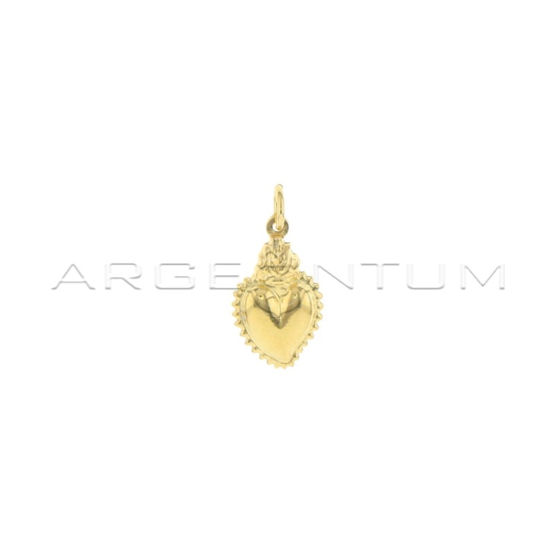 Sacred heart pendant paired and engraved yellow gold plated in 925 silver
