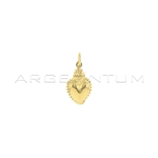 Sacred heart pendant paired and engraved yellow gold plated in 925 silver