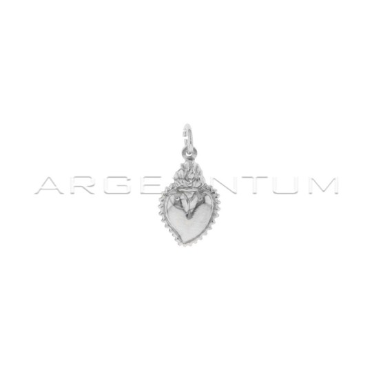 Ciondolo cuore sacro accoppiato e inciso placcato oro bianco in argento 925