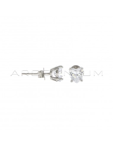 White gold-plated stud earrings with...