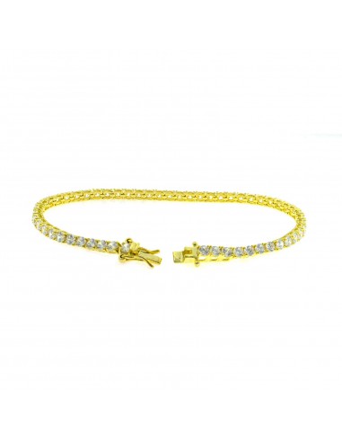 Yellow gold plated tennis bracelet with 3 mm white zircons. in 925 silver