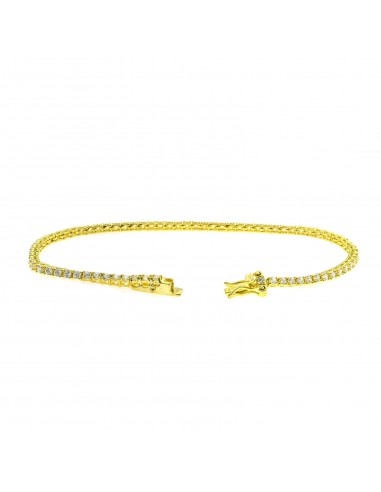Yellow gold plated tennis bracelet with 2 mm white zircons. in 925 silver