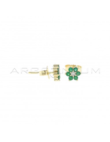 Green zircon flower lobe earrings...