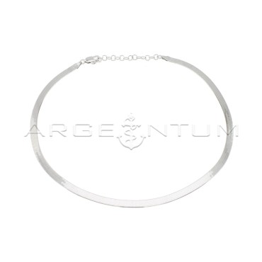 White gold plated flat ear mesh necklace in 925 silver