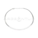 White gold plated flat ear mesh necklace in 925 silver