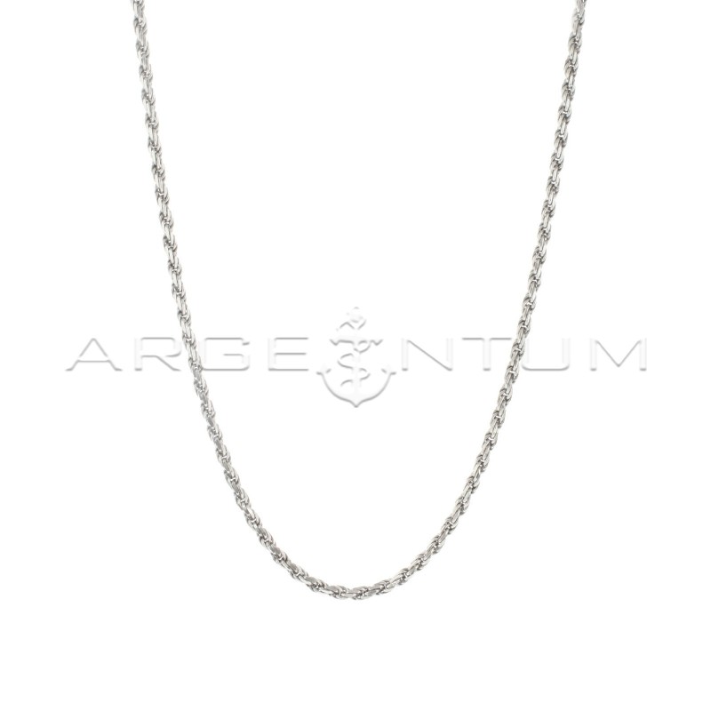 2.5 mm rope link chain. white gold plated 925 silver (60 cm)
