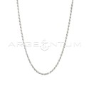 2.5 mm rope link chain. white gold plated 925 silver (60 cm)
