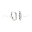 Orecchini a cerchio ø 10 mm semizirconato bianco con chiusura a scattino placcati oro bianco in argento 925