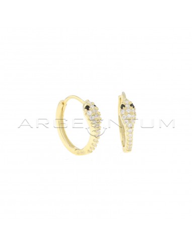 Hoop earrings with white zircon snake...