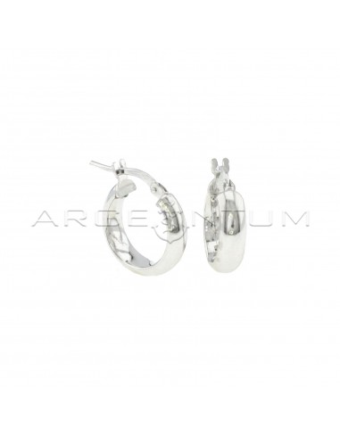 Rounded band hoop earrings with white...