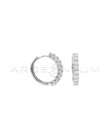 White semi-zircon hoop earrings with...