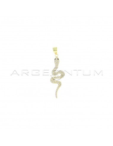 White zircon pavé snake pendant with...