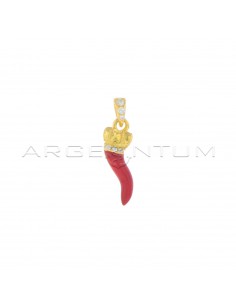 Red enameled horn pendant...