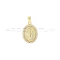 Miraculous satin medal pendant in a frame of white zircons plated yellow gold in 925 silver