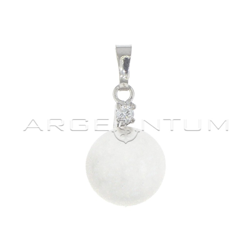 Pendant with pearl ø 14 mm and white light point white gold plated in 925 silver