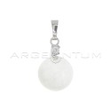 Pendant with pearl ø 14 mm and white light point white gold plated in 925 silver